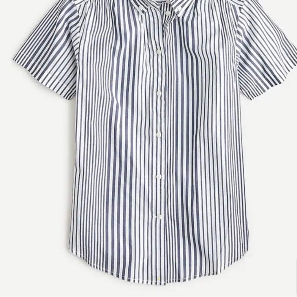 J. Crew Navy and White Button Down Shirt Classic Stripes